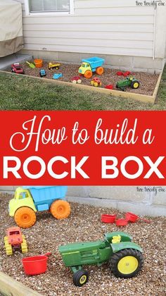 how to build a rock box in the backyard with toy cars and toys on it