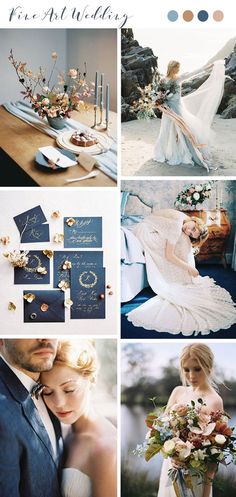 the wedding color scheme is blue and gold