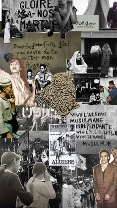 collage of black and white images with people