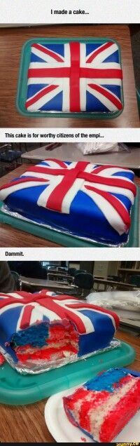 the cake is decorated in the colors of the british flag