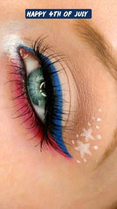 Buffalo Bills Eye Makeup, 4th Of July Makeup Tutorial, 4 Th Of July Makeup, American Flag Makeup, Simple Fourth Of July Makeup, 4 Of July Makeup Ideas, 4th Of July Eye Makeup, Easy 4th Of July Makeup, 4th Of July Makeup Eyeshadow