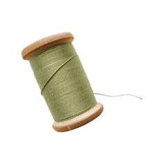 spool of thread with wooden spool on white background