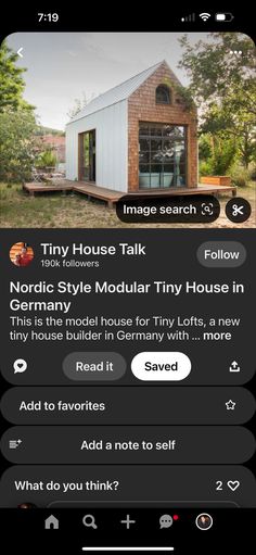 the tiny house talk app on an iphone