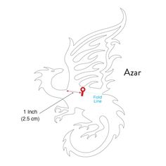 a drawing of a bird with the name avar on it's back side