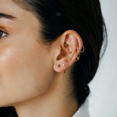 For February babies, and those seeking stress relief & intuition. Introducing the Nap Earrings Collection - our signature push pin flat backs designed for 24/7 poke-free wear! Made from medical grade titanium to be safe for sensitive skin. And, for the first time, we made them in 20g (aka the same thickness as traditional earrings), so they’re perfect for lobe piercings! The push pin earring posts are easy to insert and remove from your ear, and the flat back makes them super comfortable to wear. Specs & Sizing Made of medical grade titanium Gold version is PVD plated with 18k gold Earring top is 3mm wide amethyst gemstone 20g (0.8mm) thickness, 6mm post length, 3mm flat back disc Hypoallergenic and always nickel free Nap Earrings, Lobe Piercings, Cartilage Earrings Stud, Flat Back Earrings, Green Chalcedony, 18k Gold Earrings, Lobe Piercing, Traditional Earrings, Earring Posts