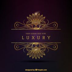 luxury logo design with golden lines and swirls on dark background, suitable to use for business