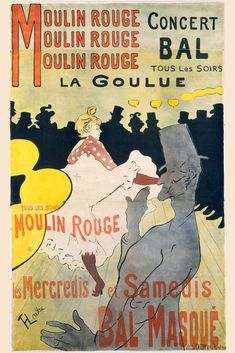 an old french poster advertising the moulin rouef ball in paris, france