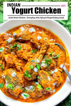 Indian Yogurt Chicken - Dahi Chicken Recipe Indian Yogurt Chicken, Dahi Chicken Recipe, Indian Yogurt, Thanksgiving Foods, Yogurt Chicken, Ethnic Food, Easy Chicken Curry, Savoury Recipes