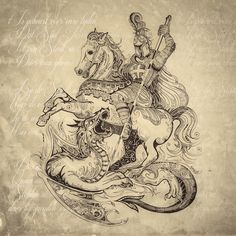 a drawing of a man riding on the back of a horse