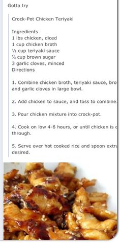 the recipe for chicken teriyaki is displayed on an iphone screen