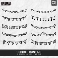 doodle bunting clipart set