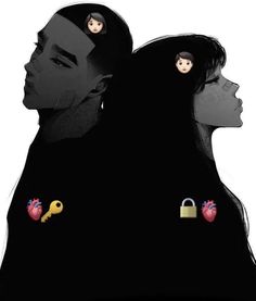 two people are facing each other with their faces obscured by the silhouettes of them