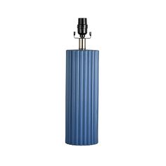 a blue cylinder with a light on top and a black object in the middle that is attached to it