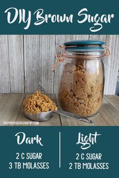 the ingredients for diy brown sugar in a jar