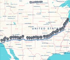 a map showing the route from washington to denver