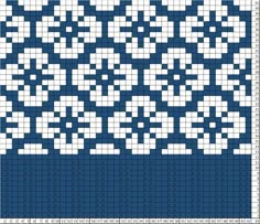 a blue and white cross stitch pattern with squares in the middle, on top of it