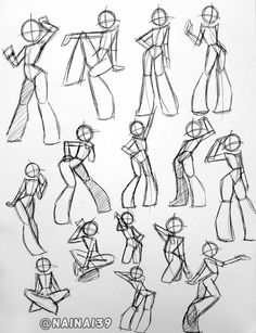 sketches of people standing and sitting in different positions