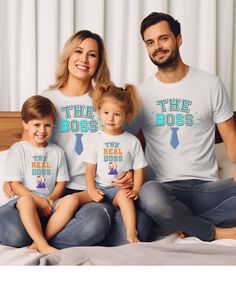 The real boss shirt, The boss shirt, Matching  family outfit daddy and me mummy and me outfit Father's and Mother's Day gift Siblings tshirt The House of Vassi Adult and toddler T-shirt are soft to touch and are comfortable to wear. The matching T-shirts make it a perfect gift for parents to celebrate in style with their kids.         Adult Unisex T-shirt  Fabric blends: Solid Blend colors - 52% cotton, 48% polyester. Colour: White  Care Instructions: Machine wash: cold (max 30C or 90F); Non-chlorine: bleach as needed; Tumble dry: low heat; Iron, steam or dry: medium heat; Do not dryclean. Kids T-shirt Fabric material: 100% cotton Colour: White  Care Instructions: Machine wash: warm (max 40C or 105F); Non-chlorine: bleach as needed; Tumble dry: low heat; Iron, steam or dry: medium heat; Do Boss Shirt, Matching T Shirts, Boss Shirts, Matching Family Outfits, Shirt Fabric, Parent Gifts, The Boss, Family Outfits, Kids Tops