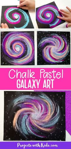 chalk pastel galaxy art project for kids