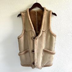 Vintage Sheepskin Traders San Francisco Shearling Vest Size Small Tan. Shearling Vest, Vintage Jackets, Vintage Jacket, Tan Color, Vintage Brown, Natural Leather, Vintage Men, Mens Jackets, San Francisco