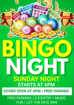 a flyer for a casino night with lots of games on the table and numbers in front