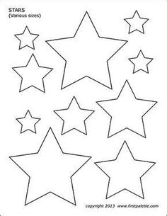 five stars that have been cut out to make them look like they are flying in the sky