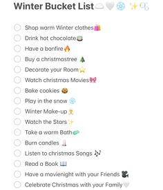 the winter bucket list is filled with things to do