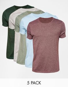 ASOS T-Shirt With Crew Neck 5 Pack Save 20% Oversized Style, T Shirt Vest, Mens T, Long Sleeve Tshirt, Socks, Man Shop