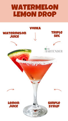 Watermelon Lemon Drop Watermelon Drink Recipes, Watermelon Lemon Drop, Watermelon Drinks, Strawberry Lemon Drop, Watermelon Mixed Drinks Alcohol, Watermelon Liquor, Watermelon Lemon Drop Cocktail, Watermelon Vodka Mixed Drinks, Watermelon Mixed Drinks