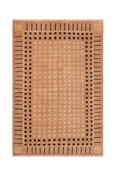 a brown rug with black dots on it