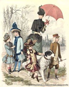 Victorian Children's Clothing, Edwardian Era Fashion, Victorian Illustration, 1870s Fashion, 19th Century Fashion, History Fashion, Children Fashion, Victorian Clothing, Antique Dress