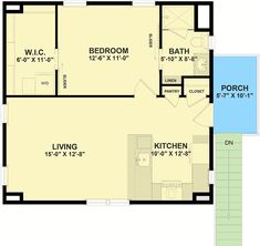 the floor plan for a two bedroom apartment with an attached bathroom and living room area