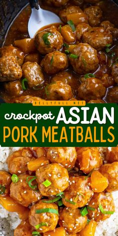 Made with ground pork, pineapple, sweet chili sauce, and hoisin sauce, these Crockpot Asian Meatballs are so flavorful and tender. A delicious twist on classic pork meatballs, these can be enjoyed as an appetizer or full meal. Crock Pot Asian Meatballs, Pork Meatball Recipes, Crockpot Meatballs Chili Sauce, Ground Pork Appetizers, Hawaiian Crockpot Pineapple Meatballs, Crockpot Asian Meatballs, Ground Pork Crock Pot Recipes, Ground Pork Recipes Crockpot, Crockpot Ground Pork Recipes