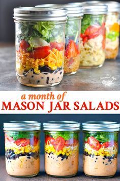 mason jar salads with the title above it