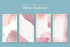 three abstract watercolor paintings on a blue background with the text instagram stories template