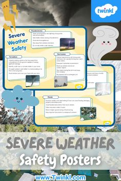 Severe Weather Safety Posters Boarding Up Windows, Take Shelter, Safe Room, Tropical Storm, Strong Wind