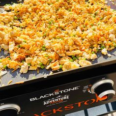 the food is prepared and ready to be cooked on the grill for customers at blackstone adventure