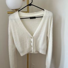 Never Worn Super Fuzzy And Comfy Button Up Sweater White Button Sweater, White Sweater Button Up, Button Up Sweater, Cozy Knit Sweater, Button Sweater, Cozy Knit, Cozy Knits, White Sweaters, Colorful Sweaters