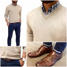 "Today's fit - muted Monday Dragging myself back to it today and on top off that, gloomy weather. Of course, went for a lightweight v-neck, it's the…" Outfits Jeans, Mens Business, Business Casual Men, Business Casual Outfits