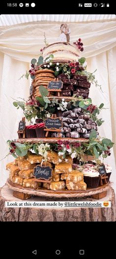 a cake made out of different types of pastries