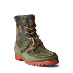 PRICES MAY VARY. Rounded toe with hand-stitched detailing. Polo Boots, Polo Ralph Lauren Shoes, Ranger Boot, Camo Boots, Mens Boots Casual, Lug Sole Boots, Canvas Boots, Ralph Lauren Shoes, Lauren Green