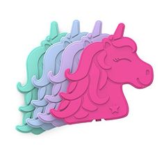 three unicorn shaped cookie cutters sitting on top of each other