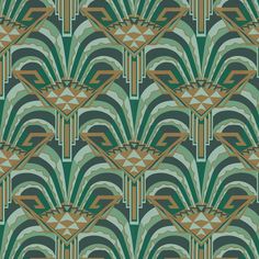 an art deco wallpaper design in green and brown