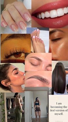 Skincare Vision Board Pictures, Women Glow Up Tips, Aesthetic Glow Up Pictures, Body Skin Care Aesthetic, Glowing Skin Vision Board, Vision Board Photos Pictures Body Care, Glow Up Collage, Makeup Aesthetic Pictures, Glow Up Vision Board Pictures