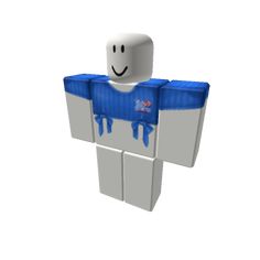 a white and blue box with a smiley face on it's chest, standing in front of a white background