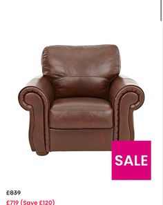 a brown leather chair for sale with the price tag $ 799 save 20 %