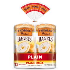 two bags of bagels on top of each other with the label in front of them