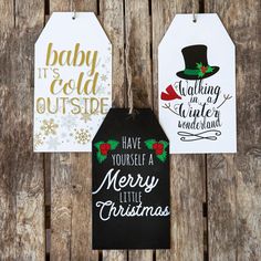 Set of Three Holiday Script Tags Holiday Script, Cute Tags, Door Tag, Classic Christmas Songs, Christmas Gift Inspiration, Christmas Crafts For Gifts, Christmas Tags, Merry Little Christmas, Unique Christmas Gifts