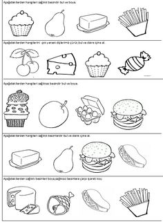 the worksheet is filled with different food items