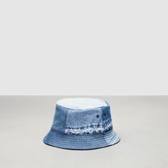 Ahead of the curve: this Bucket Hat in Repurposed Denim reimagines deadstock and vintage pieces into a 90s-inspired accessory for a more circular future. | Coachtopia Bucket Hat Size XS/S - Denim Urban Style Curved Brim Summer Hats, Retro Spring Hats For Streetwear, Retro Streetwear Hats For Spring, Retro Spring Streetwear Hats, Faded Adjustable Hats For Spring, Adjustable Faded Hats For Spring, Faded Adjustable Hat For Spring, Adjustable Faded Hat For Spring, Flat Brim Bucket Hat For Spring Streetwear